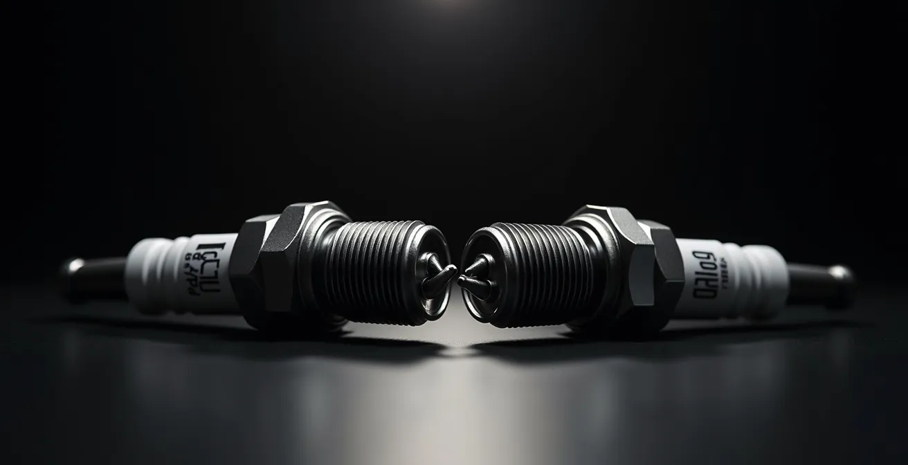 Comparaison visuelle entre bougie standard et iridium avec focus sur les électrodes