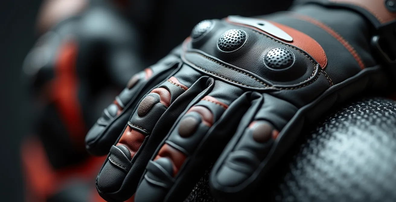 Équipement moto complet disposé avec soin montrant casque, gants, blouson et bottes