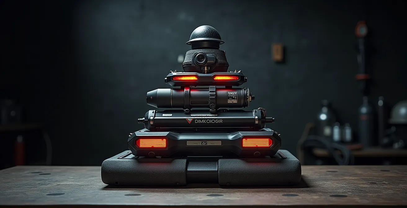 Pyramide visuelle montrant la hiérarchie des équipements moto du plus critique au moins essentiel