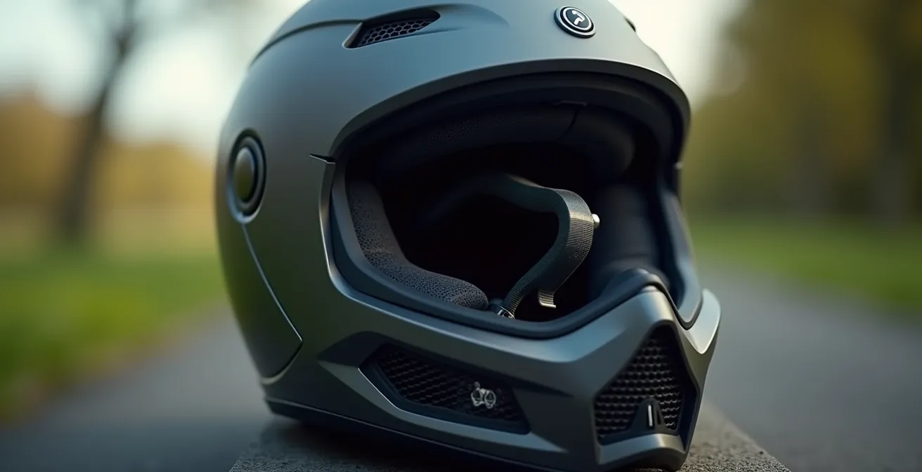 Vue détaillée des aérations et du système Pinlock d'un casque moto moderne